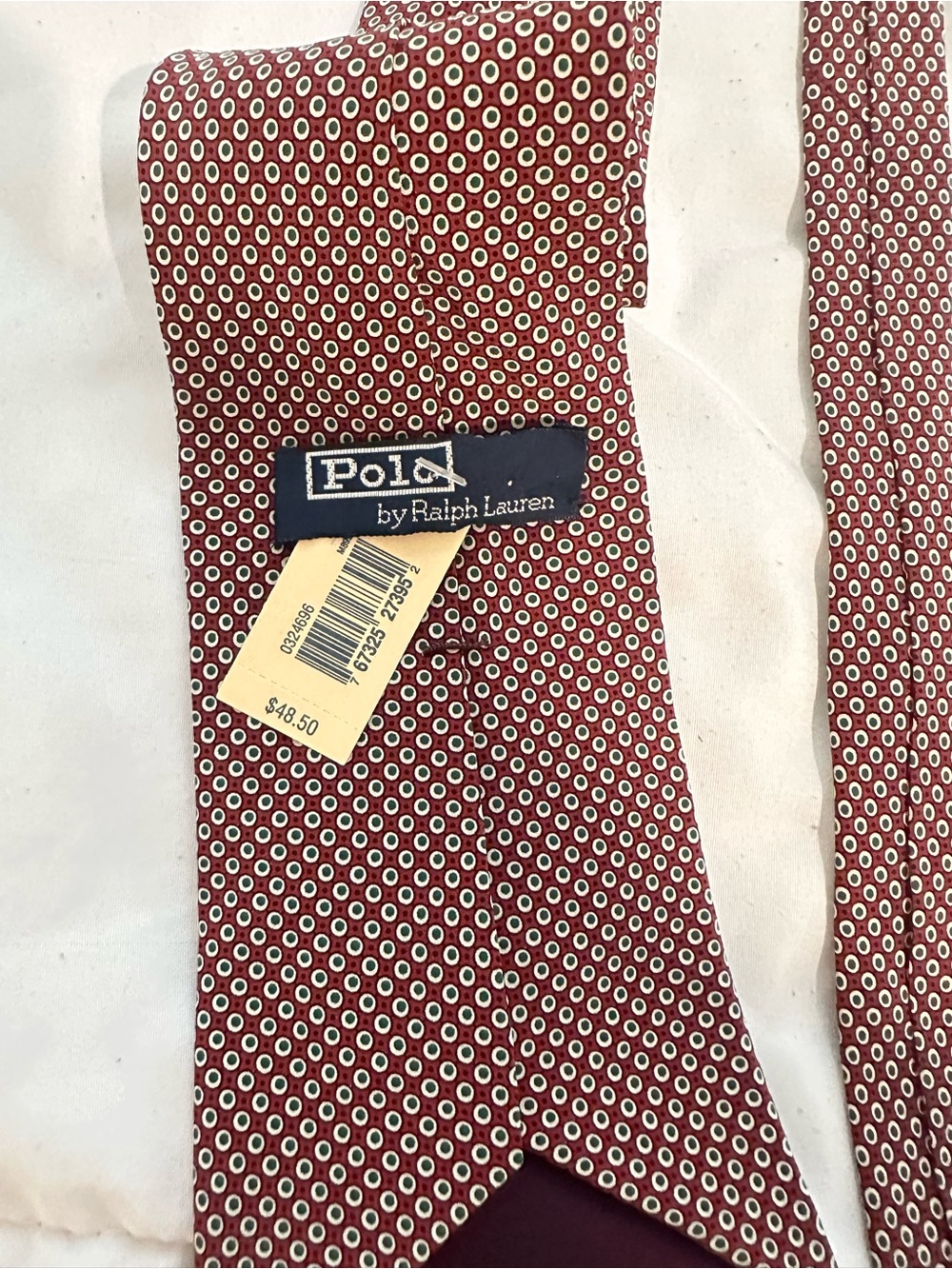 Ralph Lauren Men's Burgundy and White Geometric Silk Tie
